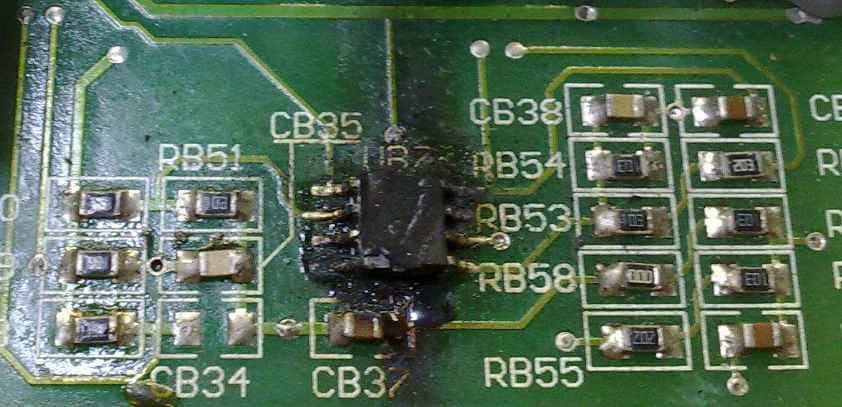 damaged component on pcb